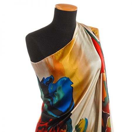 Efektní šála abstraktní květy pastel zelená