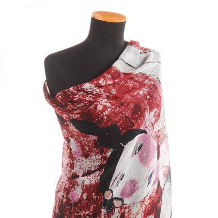 Velký šál viskoza mat postava vínově červená