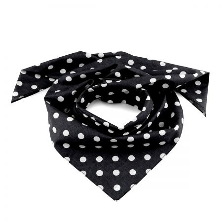 Bavlněný šátek vzor puntík 70×70 cm černá/bílá