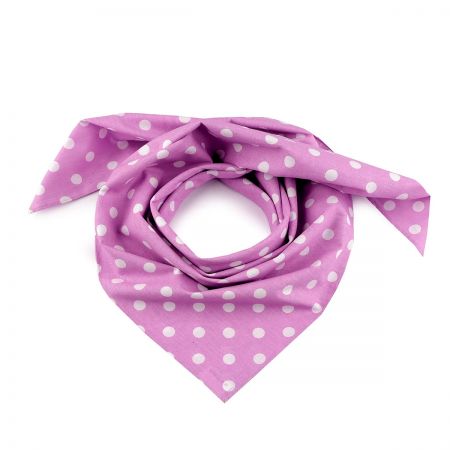 Bavlněný šátek vzor puntík 70×70 cm fialová/bílá