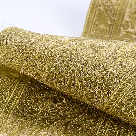 Orientální žakárová porta s kovovým vláknem zlatozelená