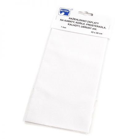 Záplata zažehlovací textilní rozměr 43×20 cm bílá