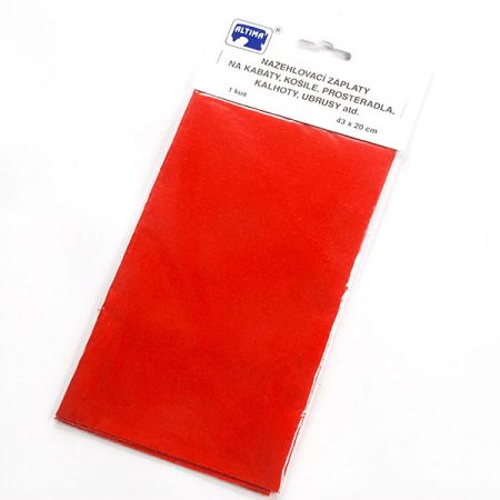 Záplata zažehlovací textilní rozměr 43×20 cm červená