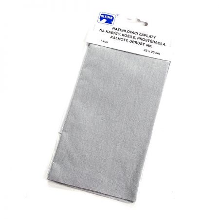 Záplata zažehlovací textilní rozměr 43×20 cm sv. šedá