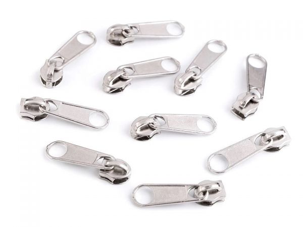 Jezdec ke spirálovým zipům 5mm BX nikl stříbrný