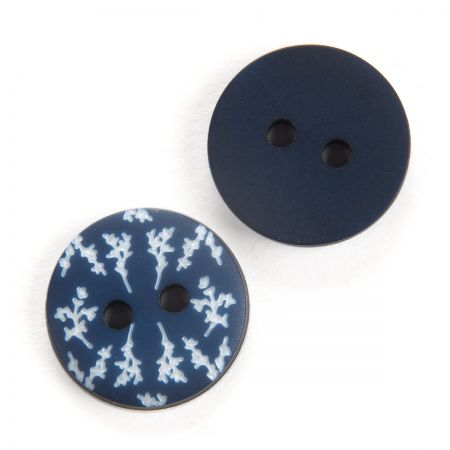 Knoflík plastový kulatý modrobílý vzor 30"