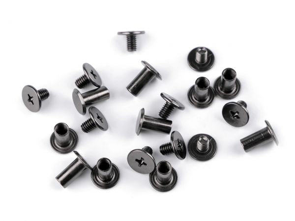 Nýt sřoubovací sedlářský hladký 6mm nikl černý