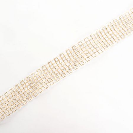 Stuha krajková kovová mřížka zlatá