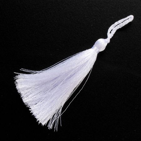 Střapec textilní ozdobný délka 75 mm bílý