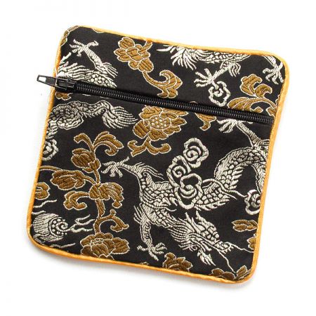 Elegantní brokátová taštička draci černá