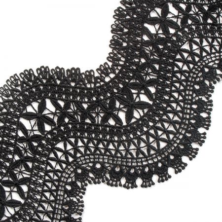 Krajka hrubá lem oboustranná květinový vzor v černé
