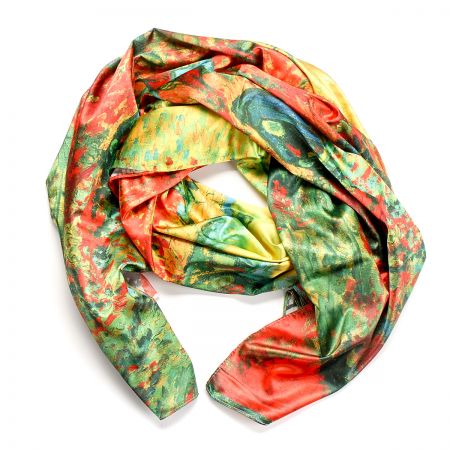 Šála satén malba sběrači/květy