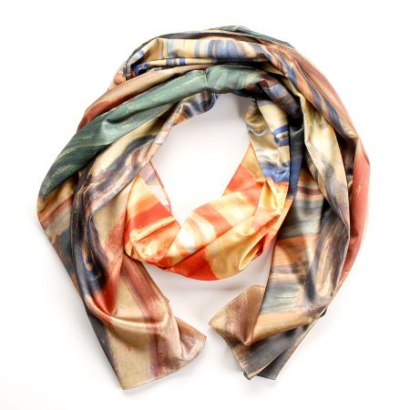 Šála satén malba Výkřik/květy