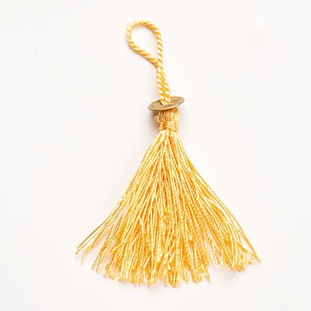 Střapec textilní ozdobný s micní sytě žlutý