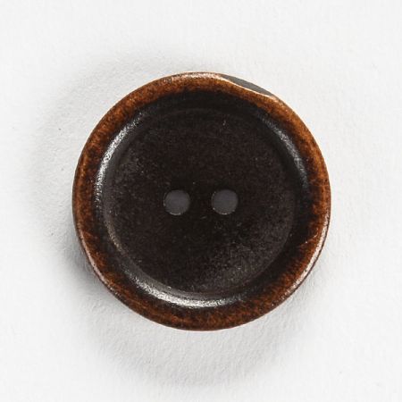 Knoflík dřevěný lakovaný dvoudírkový hnědý