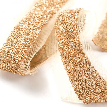 Stuha tylová lepený rokajl starozlatý