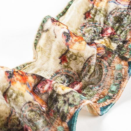 Stuha samet tisk madona béžovozelená