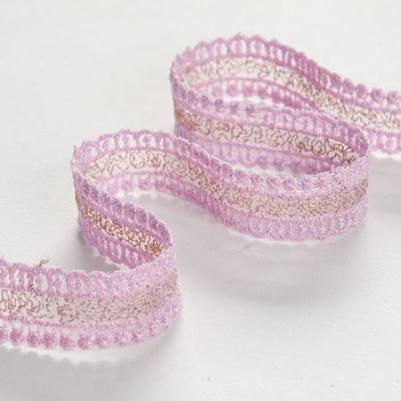 Krajka vsadka vyšívaná na tylu sv. fialová/hnědá