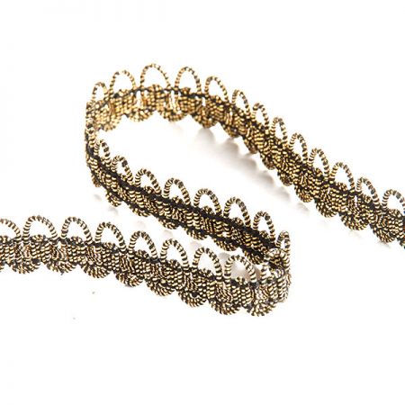 Prýmek leonský  vlnka 15 mm černozlatý