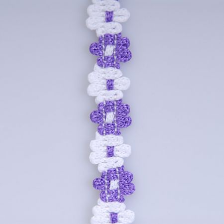 Galonový prýmek bílá/fialová šíře 11 mm