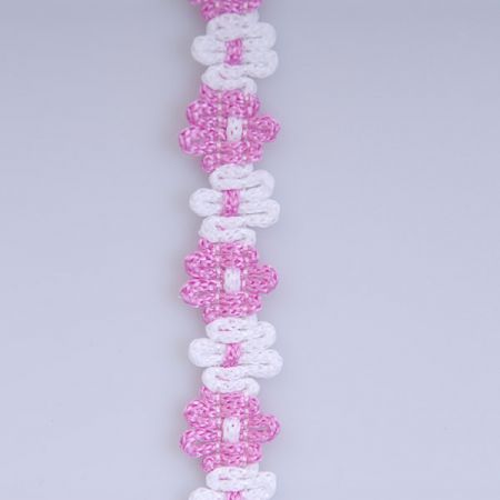 Galonový prýmek bílá/růžová šíře 11 mm