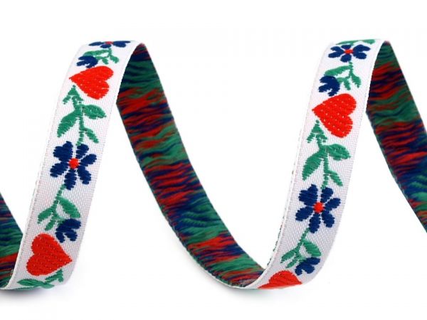 Stuha krojová vyšívaná bílá 9mm