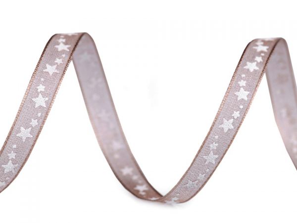 Stuha vánoční monofilová hvězdy béžová