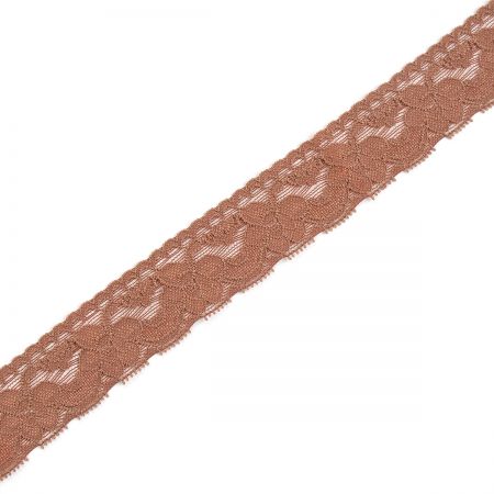 Krajka elastická květinový vzor tm. hnědá