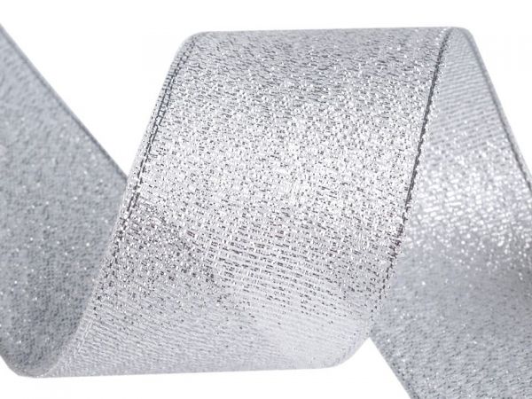 Stuha lurex stříbrná 38mm