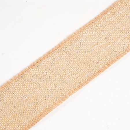 Stuha jutová přírodní šíře 5cm se stříbrnou nitkou