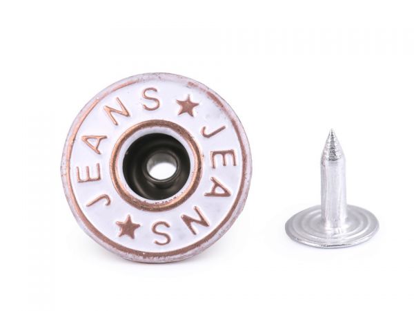 Knoflík riflový velikost 26" výkyvný JEANS bílý