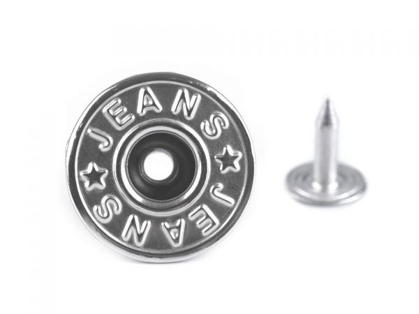 Knoflík riflový velikost 26" výkyvný JEANS nikl lesk