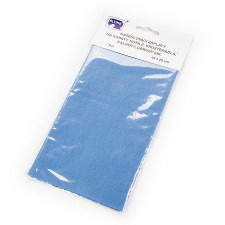 Záplata zažehlovací textilní rozměr 43×20 cm sv. modrá