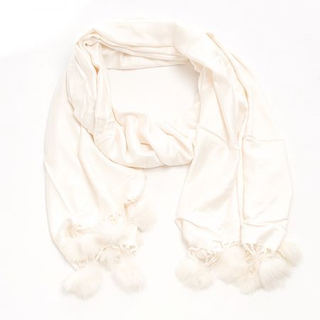 Šála směs kašmír/hedvábí s bambulkami slon. kost