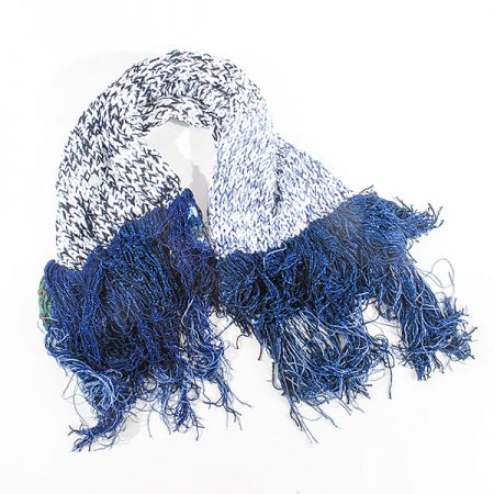 Šála pléd maxi šál bílá/modrá