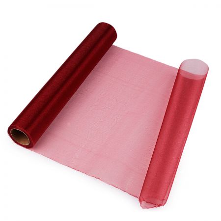 Organza dekorační pás, šířka 36 cm, vínová