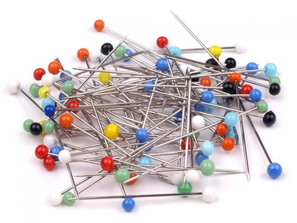 Špendlíky se skleněnou hlavičkou délka 32mm