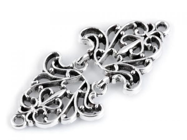 Ozdobné filigránové zapínání 25x55 nikl