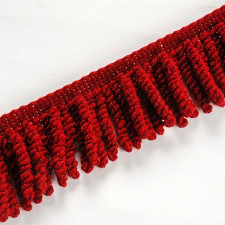 Třásně imitace pleteniny vínově červené