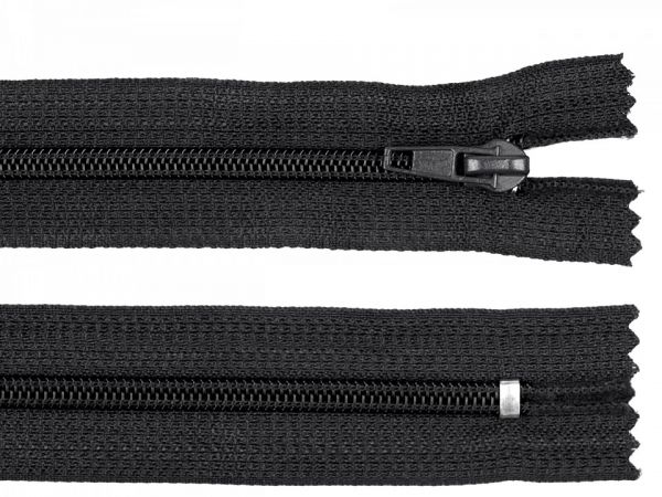 Zip 25 cm spirálový 3mm nekrytý černý