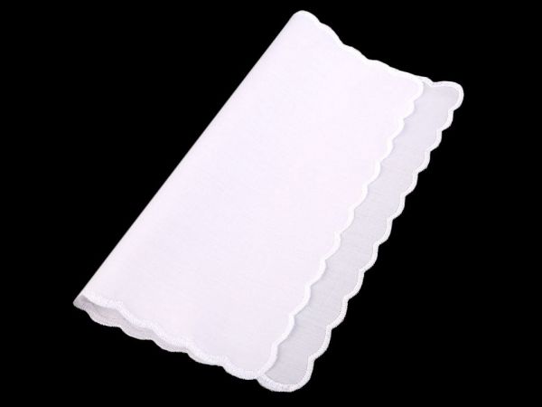 Kapesník bavlněný zdobný lem do saka bílý