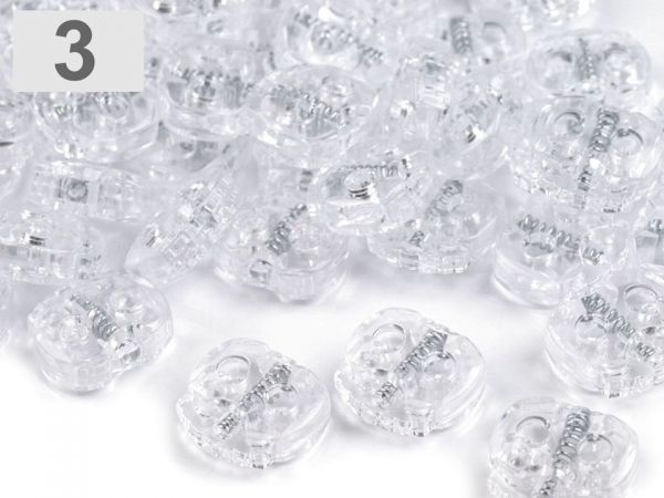 Brzdičky dvoudírkové plast průsvitné