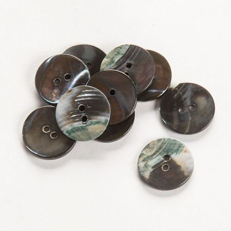 Knoflík perleťový dvoudírkový šedozelený 30"