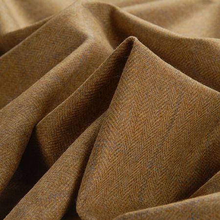 Vlněná kostýmová látka rybí kost sv.hnědá