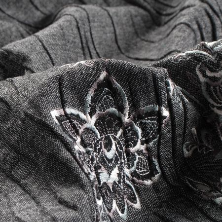 Tvíd plisé s výšivkou šedočerná/šedá mint