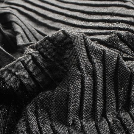 Tvíd plisé s výšivkou šedočerná/šedostříbrná