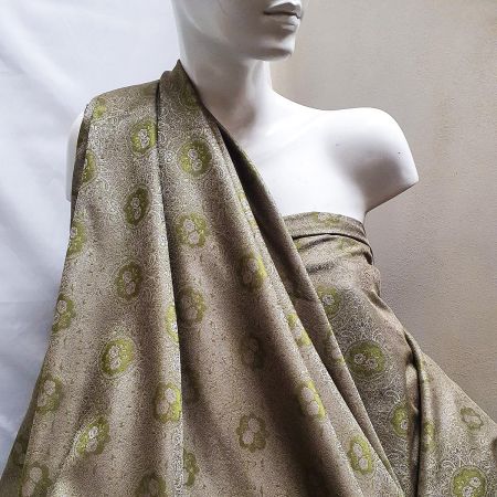 Brokát nepružný vintage medajlon zelenošedý