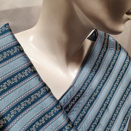 Brokát nepružný květy a proužky tyrkysovofialový