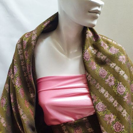 Brokát nepružný vintage růže olivový