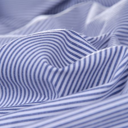 Pružná látka bavlna směs proužky tm.modrá/bílá